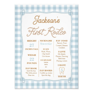 Plaid Blue First Rodeo Milestone Birthday Poster