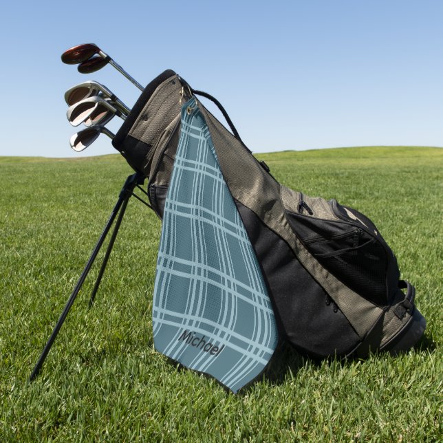Plaid Blue Golf Towel (Green)