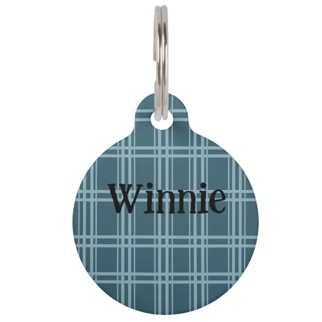 Plaid Blue Pet Tag (Front)