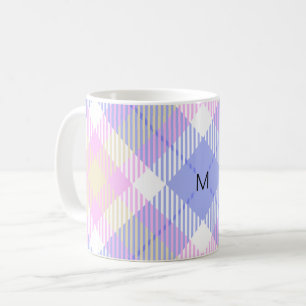 Plaid Blue Pink Yellow Coffee Mug