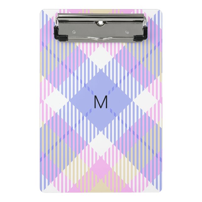 Plaid Blue Pink Yellow Mini Clipboard (Front)