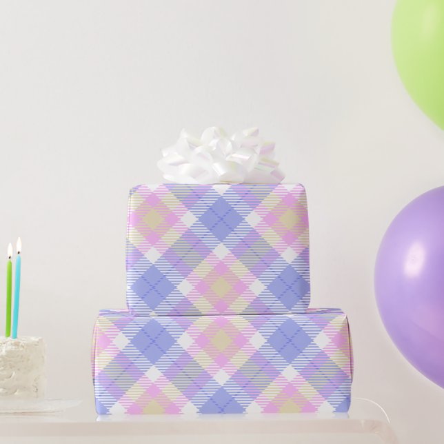 Plaid Blue Pink Yellow Wrapping Paper (Party Gifts)