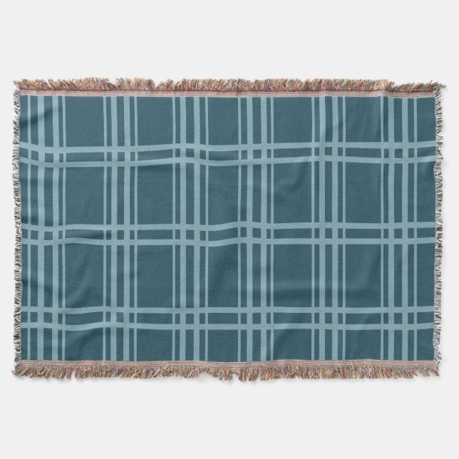 Plaid Blue Throw Blanket (Front)
