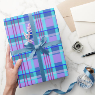 plaid blue wrapping paper