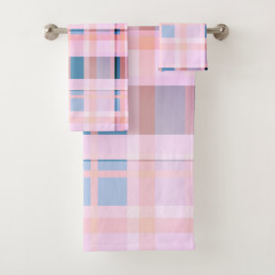 Plaid Blues, Mauve, Pink Blush Bath Towel Set