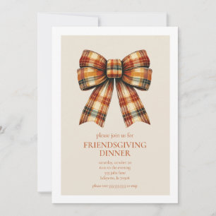 Plaid Bow Friendsgiving Thanksgiving Dinner Invitation