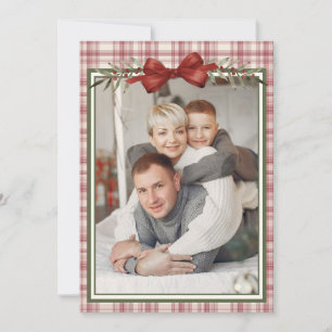 Plaid Bow Photo Christmas Holiday Card
