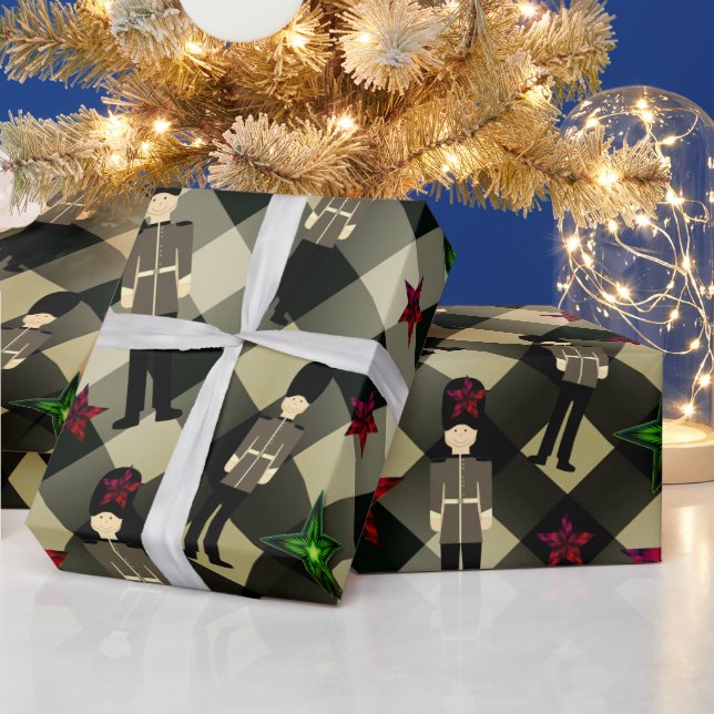 Plaid British Soldier Christmas Wrapping Paper (Holidays)