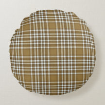 Plaid Brown Modern Round Throw Pillow
