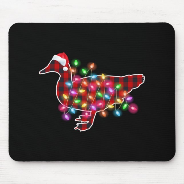 Plaid Buffalo Duck Christmas Pajamas Xmas Lights F Mouse Mat (Front)