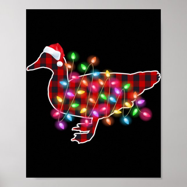Plaid Buffalo Duck Christmas Pajamas Xmas Lights F Poster (Front)