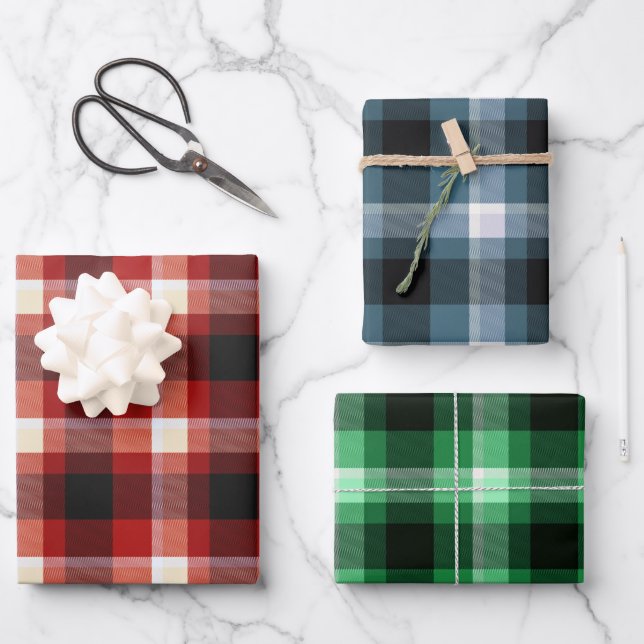 Plaid Bundle Wrapping Paper Sheet (Front)