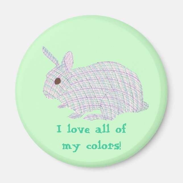 Plaid Bunny,  I love all of my colours, magnets (Front)