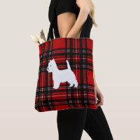 Plaid Canvas Tote with Westie