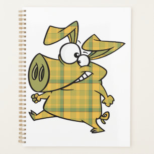 Plaid Cartoon Pig Funny Tartan Farm Animal Planner