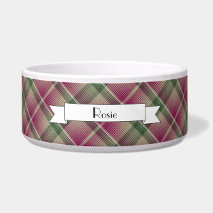 Plaid Ceramic Dog Food Bowl - HAMbWG
