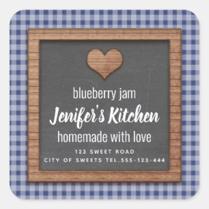 Plaid Chalkboard heart homemade jam Square Sticker