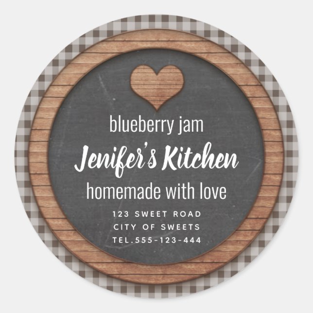 Plaid Chalkboard heart homemade jam Square Sticker (Front)