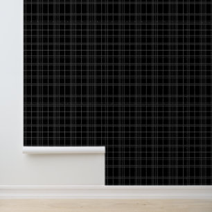 Plaid Charcoal and Black Peel and Stick  Wallpaper