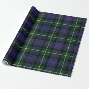 Plaid Check Elegant Green Purple Rustic Tartan Wrapping Paper