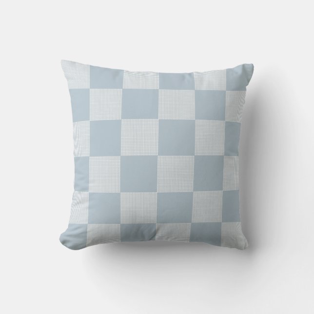 Plaid Check Pattern Pastel Blue Cushion (Front)