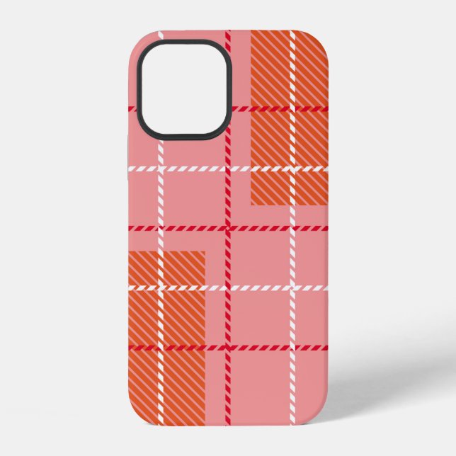 Plaid Checkered Fabric Pattern in pink,  pale oran iPhone Case (Back)