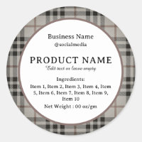 Plaid Chequered Modern Ingredients Product Label