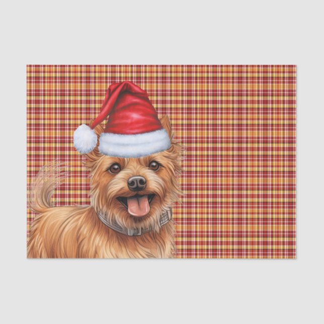 Plaid Christmas Australian Terrier Dog Holiday Tissue Paper (Front)