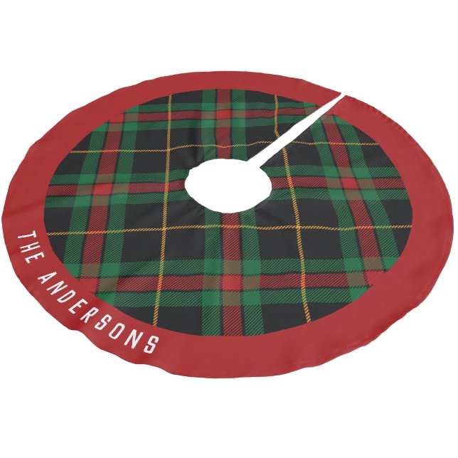 Plaid Christmas Brushed Polyester Tree Skirt (Angled)