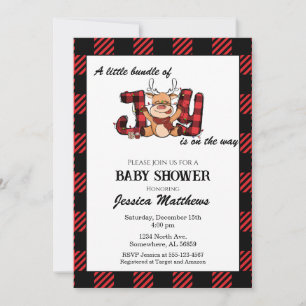 Plaid Christmas Bundle of Joy Baby Shower Invitation