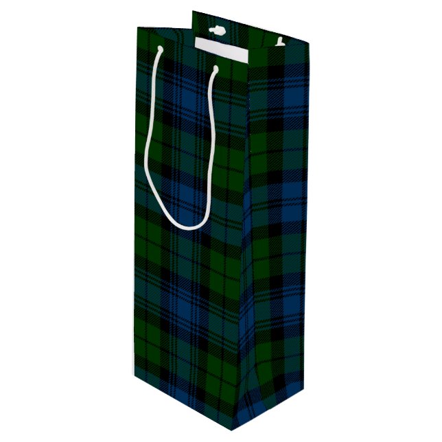 Plaid Christmas Clan Military Campbell Green Check Wine Gift Bag (Front Angled)