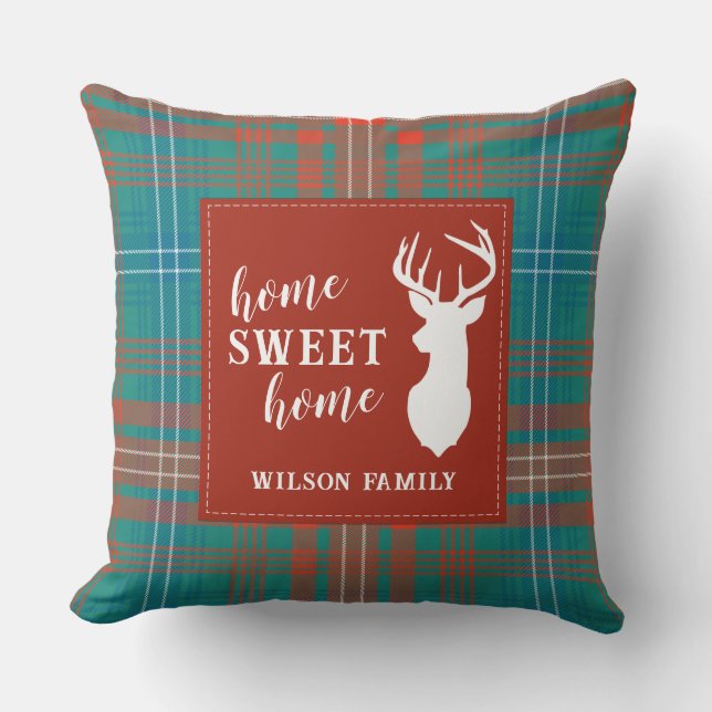 Plaid Christmas Clan Wilson Family Rustic Tartan Cushion (Front)