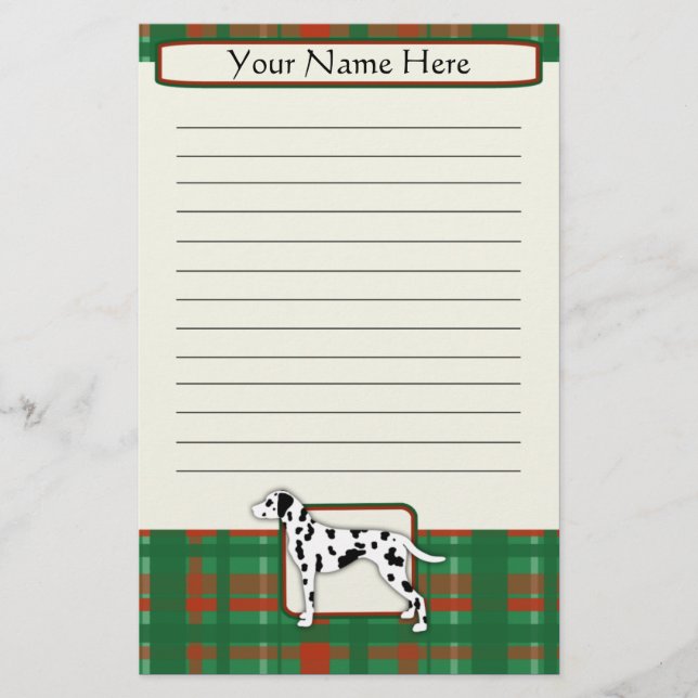 Plaid Christmas Dalmatian Stationery (Front)