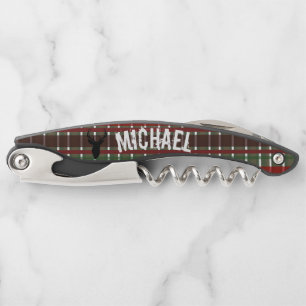 Plaid Christmas Deer Hunter Stocking Stuffer Corkscrew