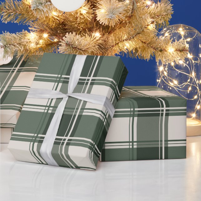 Plaid Christmas - Green Wrapping Paper (Holidays)