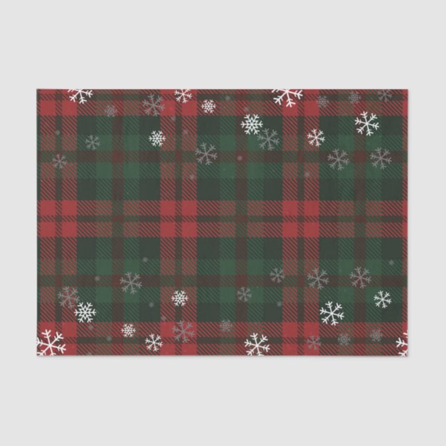 Plaid Christmas Holiday Snowflakes Pattern Tissue Paper (Front)