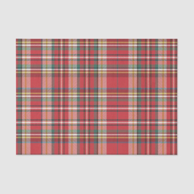 Plaid Christmas Holidays Red Check Rustic Tissue Paper (Front)
