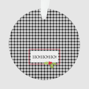 Plaid Christmas Holly Ho Ho Ho Festive Holiday Ornament