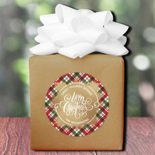Plaid Christmas Homemade Holiday Baking Classic Round Sticker