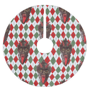 plaid christmas krampus brushed polyester tree skirt