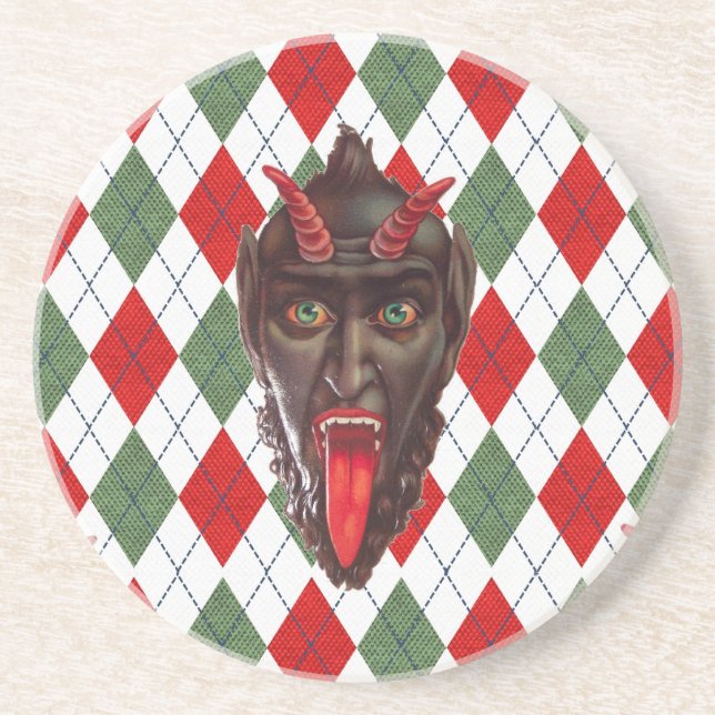 plaid christmas krampus coaster (Front)