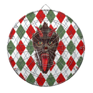 plaid christmas krampus dartboard