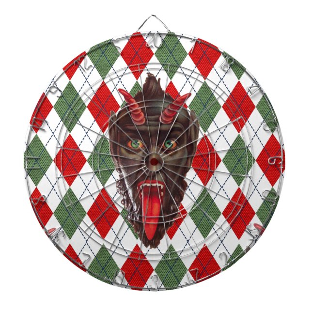 plaid christmas krampus dartboard (Front)