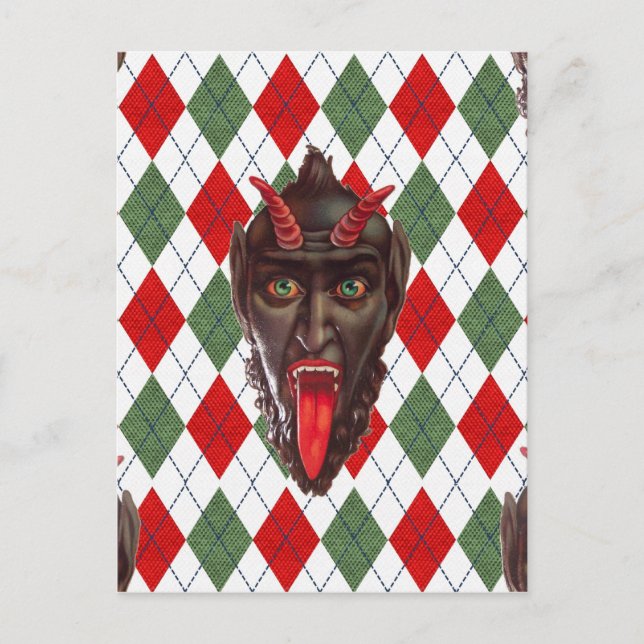 plaid christmas krampus holiday postcard (Front)