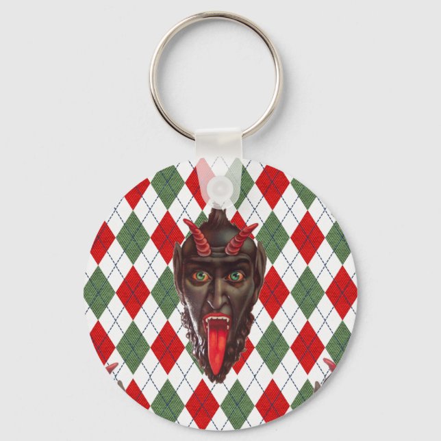 plaid christmas krampus key ring (Front)