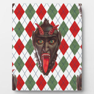 plaid christmas krampus plaque