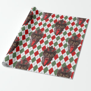 plaid christmas krampus  wrapping paper