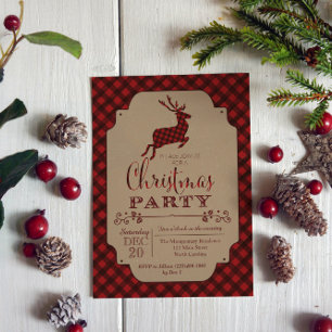 Plaid Christmas Party Holiday Invitation