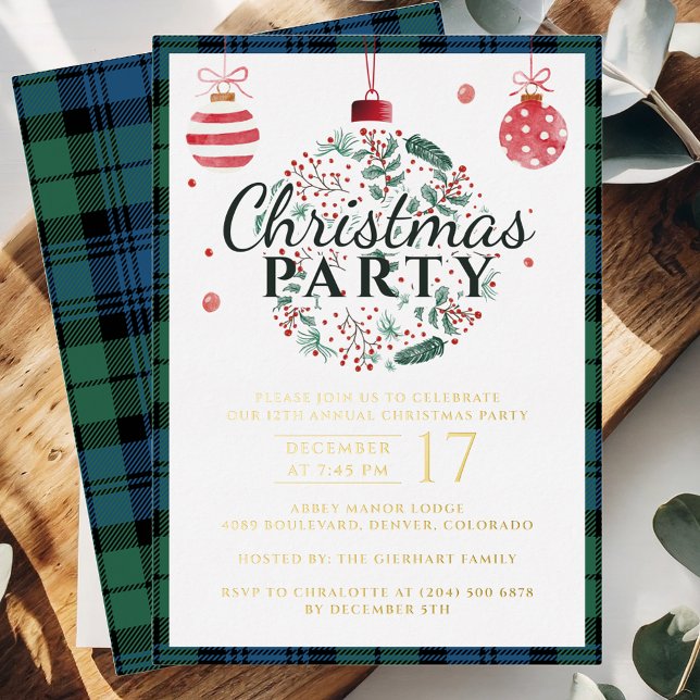 Plaid Christmas Party Rustic Campbell Tartan Gold (Christmas Party Plaid Clan Campbell Tartan Rustic Invitation)