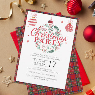 Plaid Christmas Party Rustic Stewart Tartan Invitation
